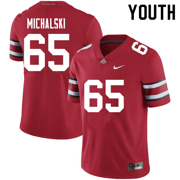 Ohio State Buckeyes Zen Michalski Youth #65 Red Authentic Stitched College Football Jersey